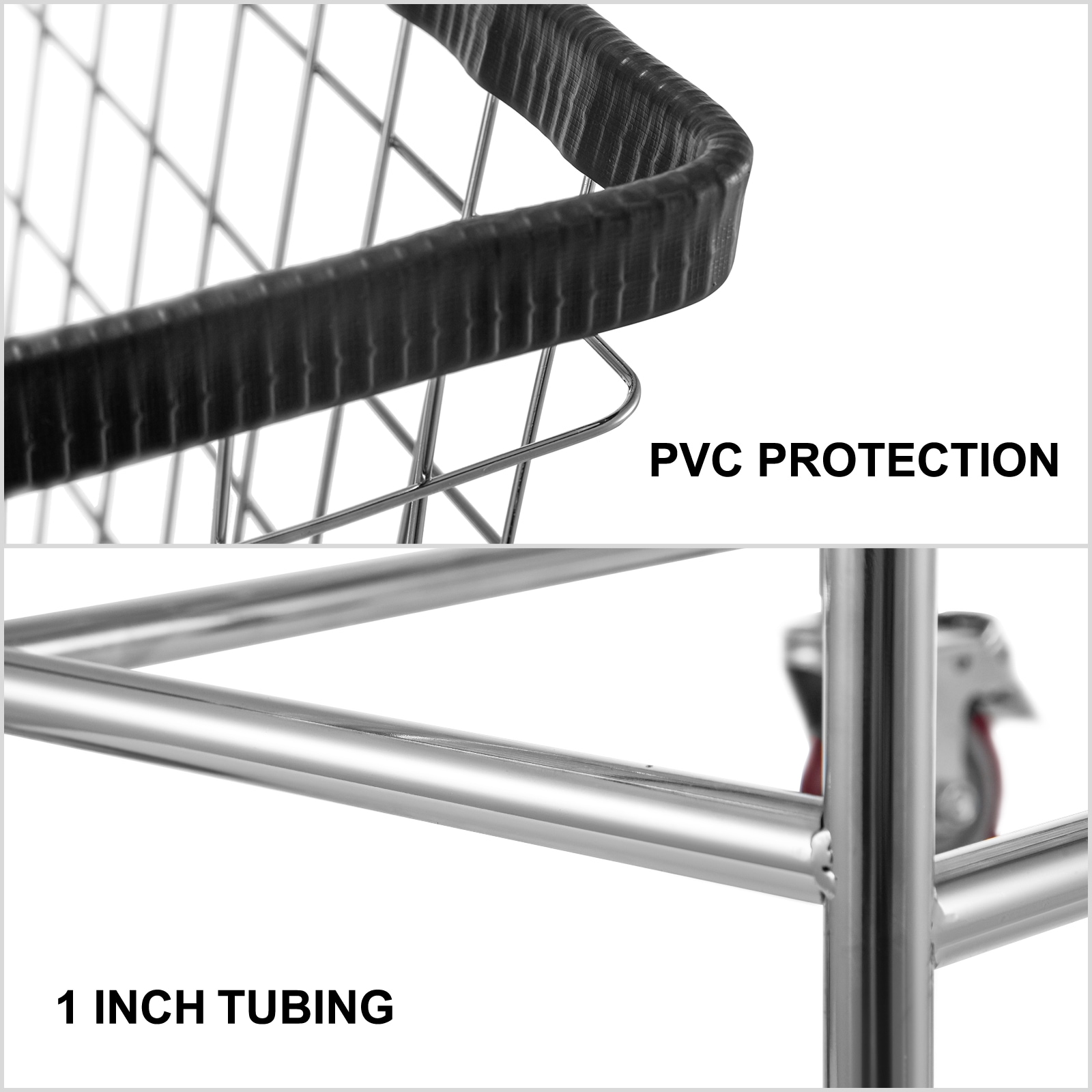 Wire Laundry Cart With Wheels Commercial Steel Chrome Trolley_voghion.com